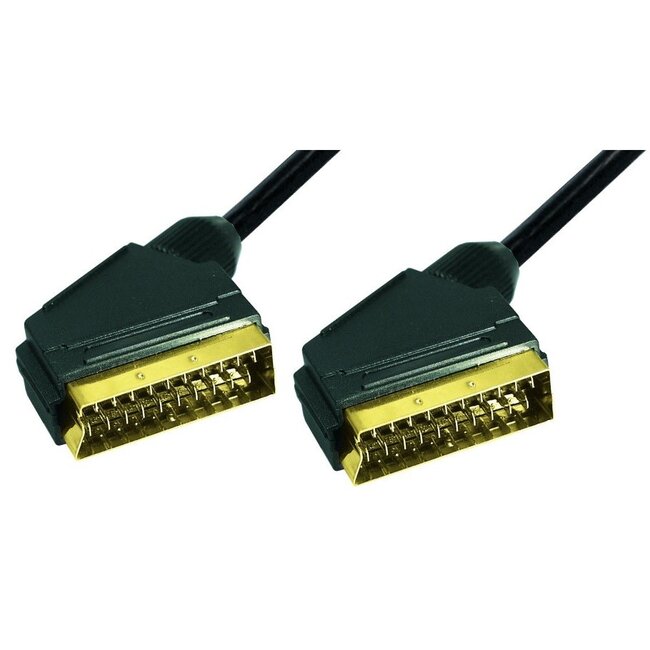 21-pins Scart kabel - verguld / zwart - 3 meter