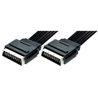 Transmedia 21-pins Scart kabel - plat / zwart - 0,50 meter