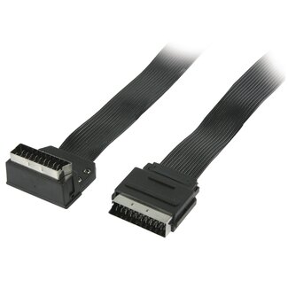 Nedis 21-pins Scart kabel met haakse connector - plat / zwart - 2 meter