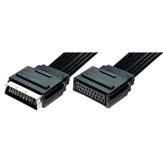 MaxTrack 21-pins Scart verlengkabel - plat / zwart - 0,20 meter