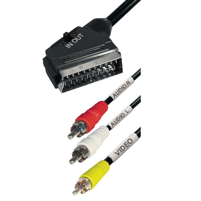 Scart (m) - Composiet 3RCA (m) kabel / zwart - 1 meter