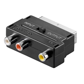 S-Impuls Scart (m) - Composiet 3RCA (v) adapter / zwart