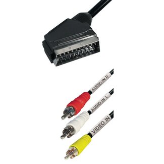 Transmedia Scart UIT (m) - Composiet 3RCA (m) kabel / zwart - 2 meter