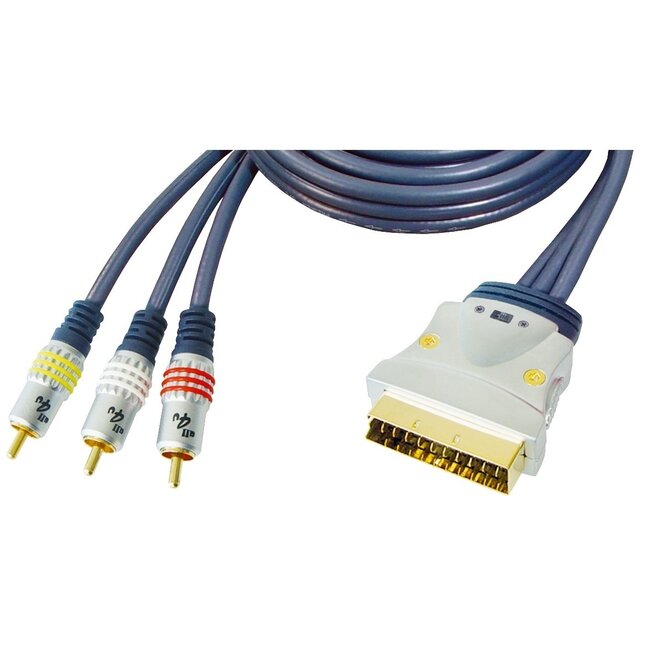 Premium Scart (m) - Composiet 3RCA (m) kabel - 3 meter
