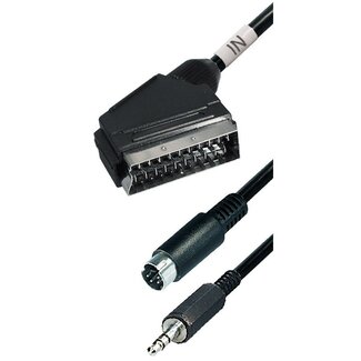Transmedia S-VHS en 3,5mm Jack (m) naar Scart (m) kabel / zwart - 5 meter