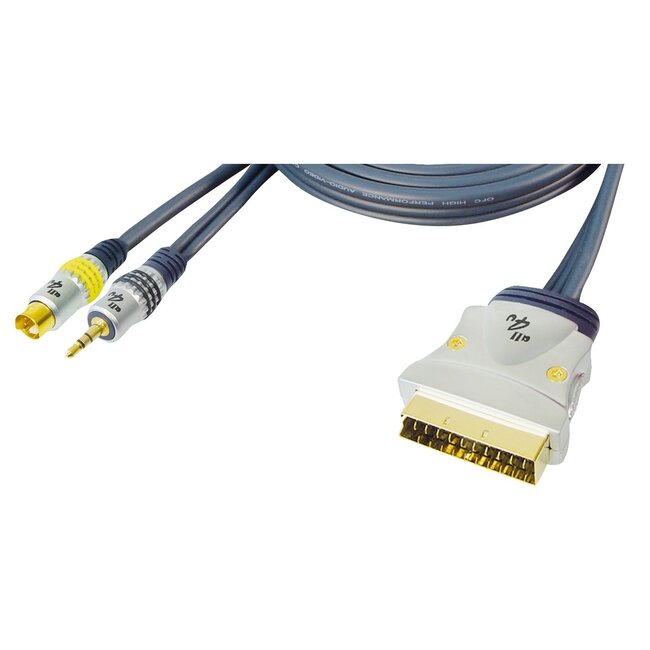 Premium S-VHS en 3,5mm Jack (m) - Scart (m) kabel - 3 meter