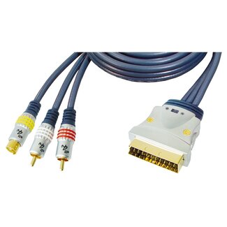 Transmedia Premium S-VHS en Tulp 2x RCA (m) - Scart (m) IN / OUT kabel - 3 meter