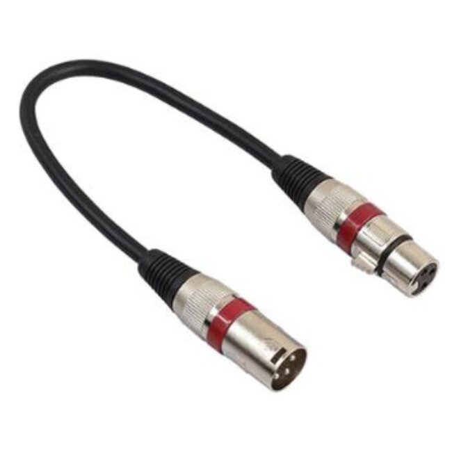 XLR (m) - XLR (v) audiokabel / zwart/rood - 0,30 meter