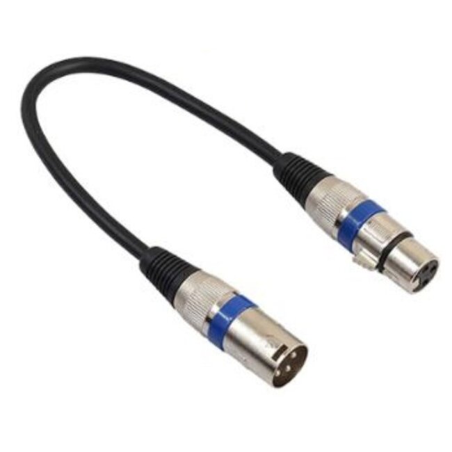 XLR (m) - XLR (v) audiokabel / zwart/blauw - 0,30 meter