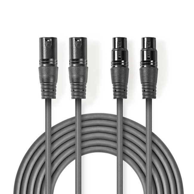 Nedis 2x XLR (m) - 2x XLR (v) audiokabel - 1,5 meter