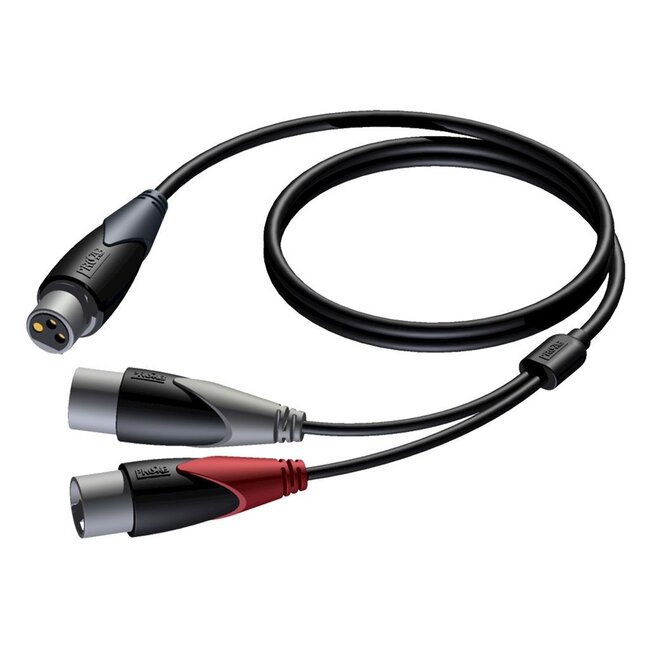 Procab CLA735 1x XLR (v) - 2x XLR (m) audiokabel - 1,5 meter