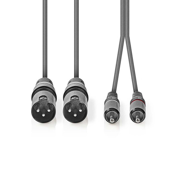 Nedis 2x XLR (m) - 2x RCA (m) stereo audiokabel - 1,5 meter
