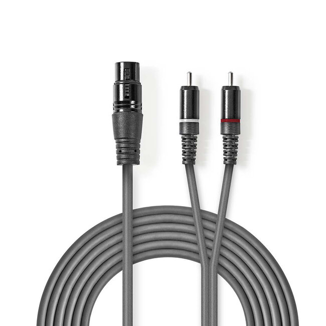 Nedis 1x XLR (v) - 2x RCA (m) stereo audiokabel - 1,5 meter