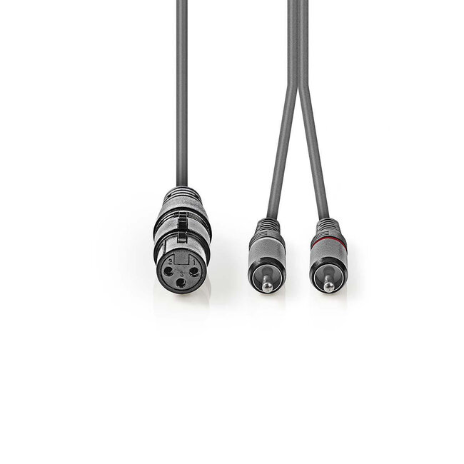 Nedis 1x XLR (v) - 2x RCA (m) stereo audiokabel - 1,5 meter