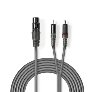 Nedis Nedis 1x XLR (v) - 2x RCA (m) stereo audiokabel - 3 meter