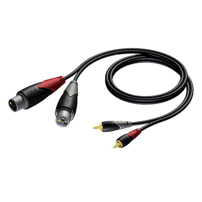 Procab CLA705 2x XLR (v) - 2x RCA (m) stereo audiokabel - 1,5 meter