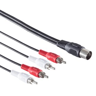 Transmedia DIN 5-pins - 2x Tulp stereo 2RCA audiokabel (recorder - versterker) / zwart - 1,5 meter