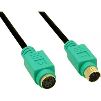 InLine Premium Mini DIN 6-pins PS/2 data verlengkabel / zwart/groen - 2 meter