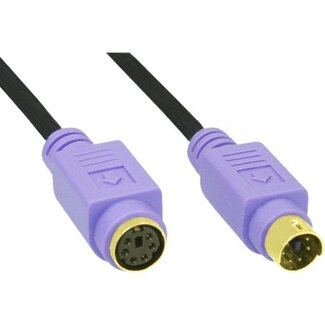 InLine Premium Mini DIN 6-pins PS/2 data verlengkabel / zwart/paars - 2 meter