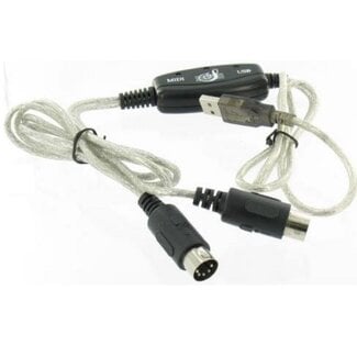 Dolphix USB naar 2x DIN 5-pins MIDI input en MIDI output kabel - 1,8 meter