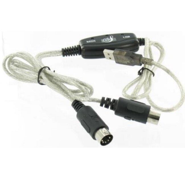 USB naar 2x DIN 5-pins MIDI input en MIDI output kabel - 1,8 meter