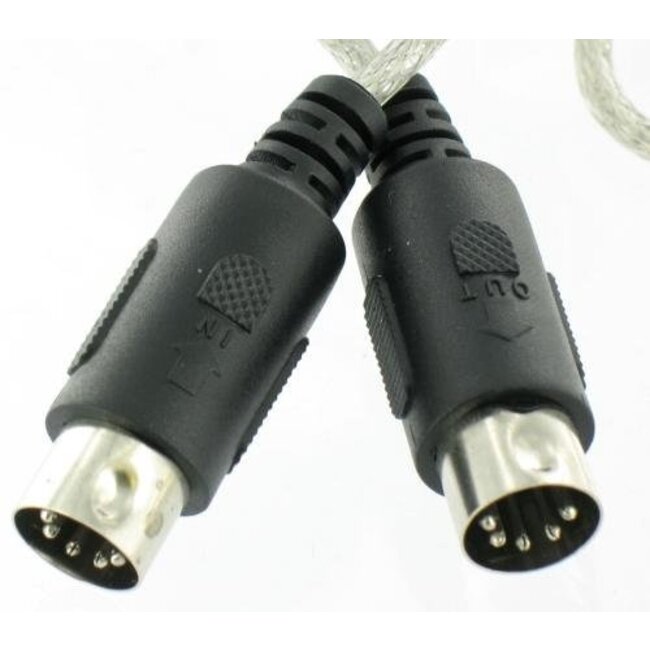 USB naar 2x DIN 5-pins MIDI input en MIDI output kabel - 1,8 meter