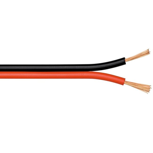 Luidspreker kabel (CCA) - 2x 0,35mm² / rood/zwart - 100 meter