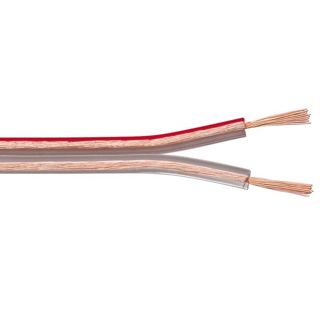 Luidspreker kabel (CU koper) - 2x 0,75mm² / transparant - 15 meter