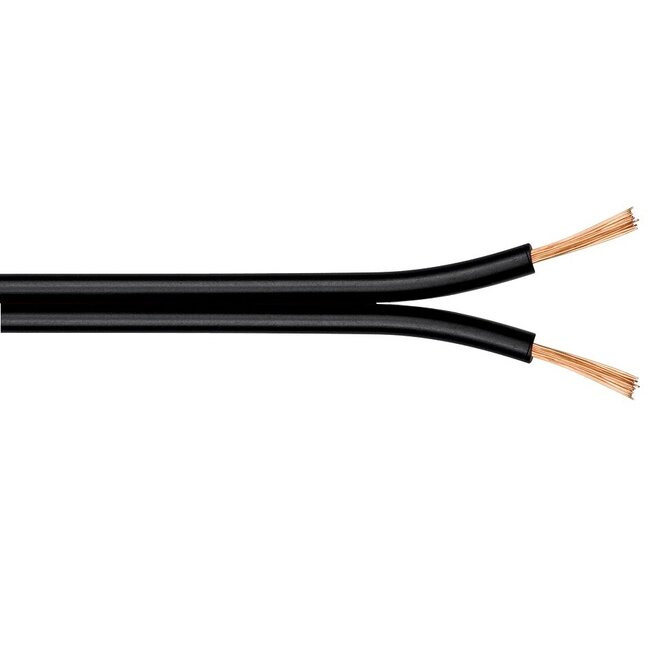 Luidspreker kabel (CCA) - 2x 0,75mm² / zwart - 100 meter