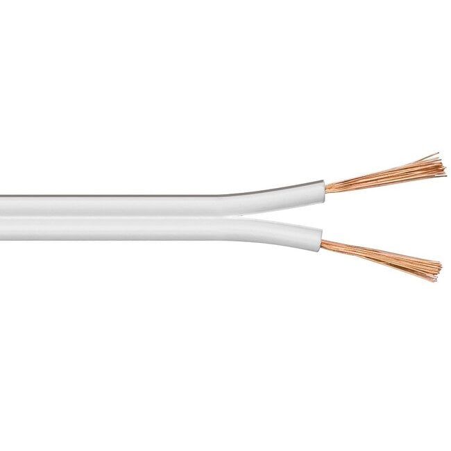 Luidspreker kabel (CU koper) - 2x 1,50mm² / wit - 50 meter