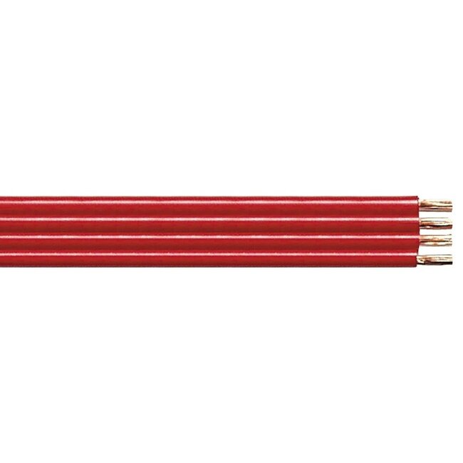 Bi-wire luidspreker kabel (CU koper) - 4x 0,75mm² / rood - 100 meter