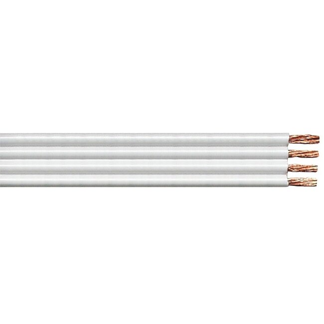 Bi-wire luidspreker kabel (CU koper) - 4x 1,50mm² / wit - 100 meter