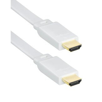Transmedia Platte HDMI kabel - versie 1.4 (4K 30Hz) / wit - 1 meter