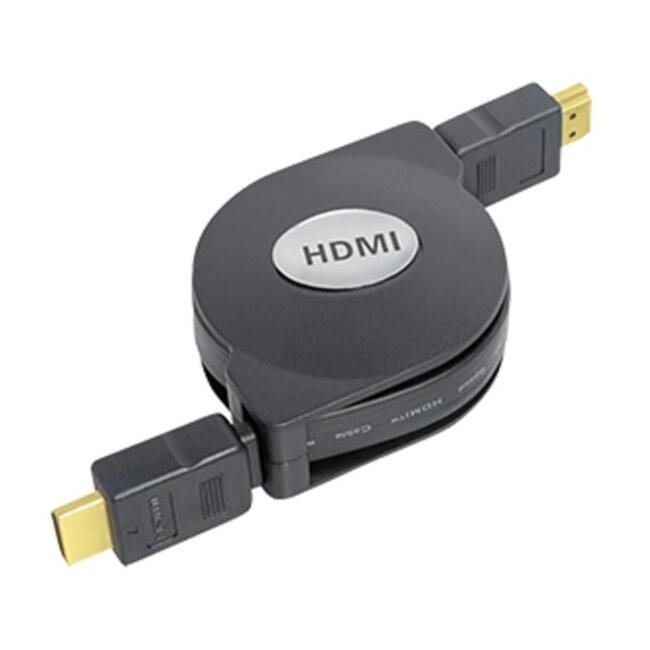 Uittrekbare HDMI kabel - versie 1.4 (4K 30Hz) / zwart - 1 meter