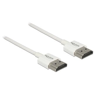 DeLOCK Dunne Premium HDMI kabel - versie 2.0 (4K 60Hz) / wit - 0,25 meter