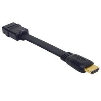 Transmedia Platte HDMI verlengkabel - versie 1.4 (4K 30Hz) / zwart - 0,15 meter