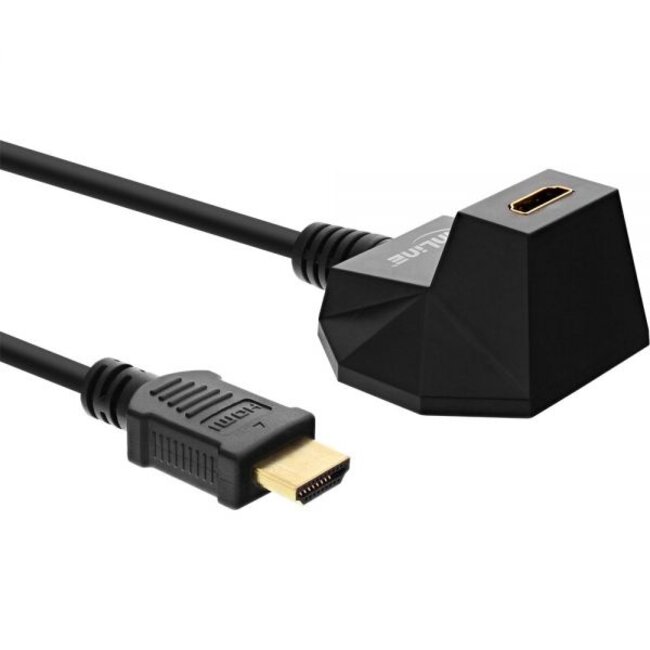 HDMI verlengkabel met stand versie 2.0 (4K 60Hz HDR) / zwart - 1 meter