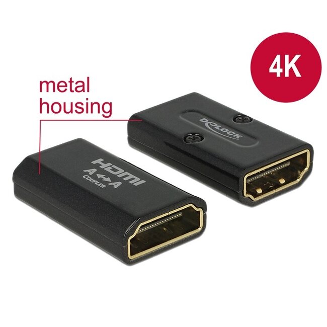 Compact HDMI (v) - HDMI (v) koppelstuk / metalen behuizing - versie 1.4 (4K 30Hz)