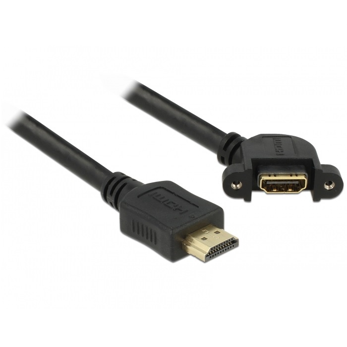 DeLOCK 85467. Lengte snoer: 0,5 m, Aansluiting 1: HDMI Type A (Standard), Aansluiting 1 type: Mannelijk, Aansluiting 2: HDMI Type A (Standard), Aansluiting 2 type: Vrouwelijk, Cont