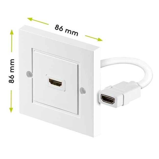 HDMI inbouw wandcontactdoos met 1 aansluiting - versie 2.0 (4K 60Hz + HDR) - 0,10 meter