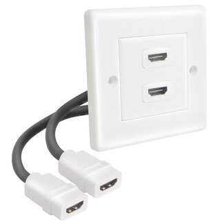 Universal HDMI inbouw wandcontactdoos met 2 aansluitingen - versie 1.3 (Full HD 1080p) - 0,10 meter