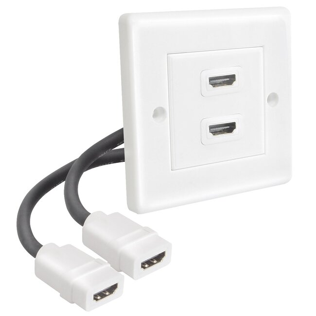 HDMI inbouw wandcontactdoos met 2 aansluitingen - versie 1.3 (Full HD 1080p) - 0,10 meter