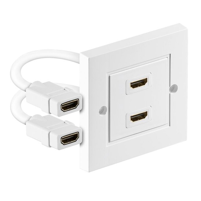 HDMI inbouw wandcontactdoos met 2 aansluitingen - versie 2.0 (4K 60Hz + HDR) - 0,10 meter