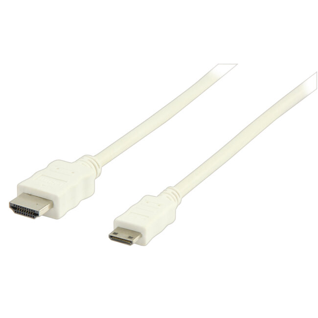 Mini HDMI - HDMI kabel - versie 1.4 (4K 30Hz) / wit - 1 meter