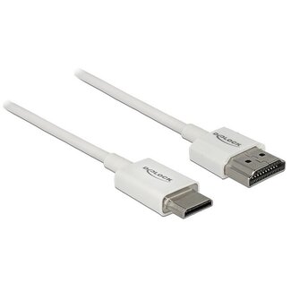 DeLOCK Dunne Premium Mini HDMI - HDMI kabel - versie 2.0 (4K 60Hz) / wit - 1 meter