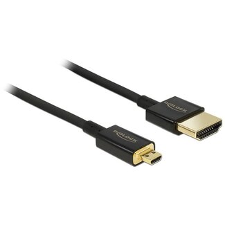 DeLOCK Dunne Premium Micro HDMI - HDMI kabel - versie 2.0 (4K 60Hz) / zwart - 0,25 meter