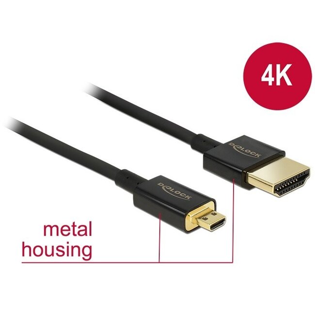 Dunne Premium Micro HDMI - HDMI kabel - versie 2.0 (4K 60Hz) / zwart - 0,25 meter