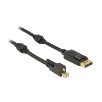 DeLOCK Mini DisplayPort (met schroef) - DisplayPort kabel - versie 1.2 (4K 60 Hz) / zwart - 1 meter