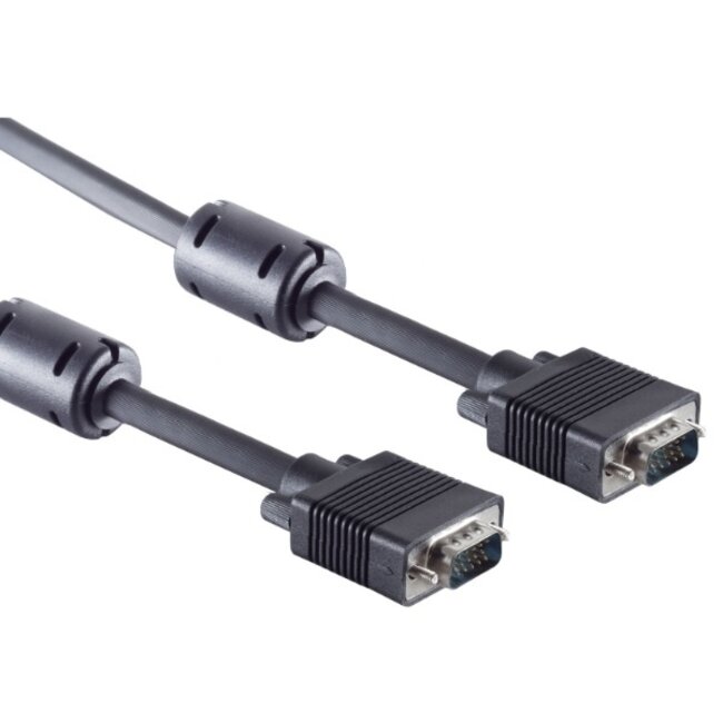 Premium VGA monitor kabel met ferriet kernen - CCS aders / zwart - 0,20 meter