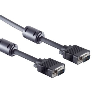 InLine Premium VGA monitor kabel met ferriet kernen - CCS aders / zwart - 0,50 meter